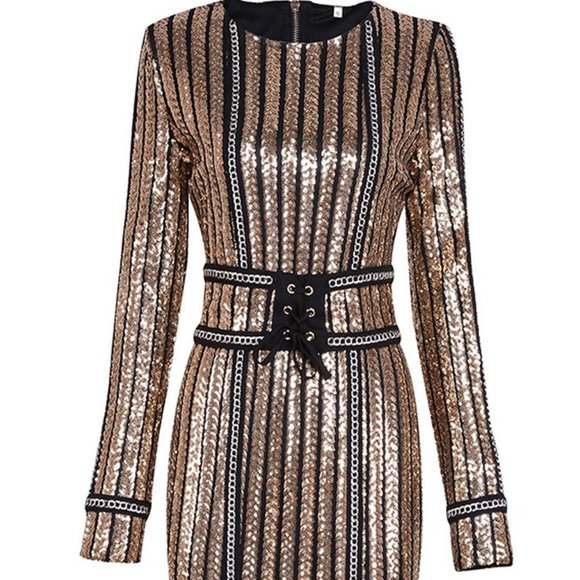 Dresses & Skirts - New Women's Long Sleeves Mini Bodycon Cocktail Party Dress with Sequins